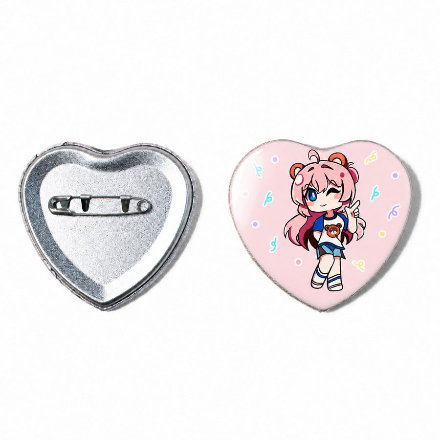 Custom Heart Shaped Button Pins