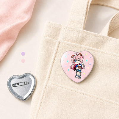 Custom Heart Shaped Button Pins