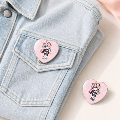 Custom Heart Shaped Button Pins