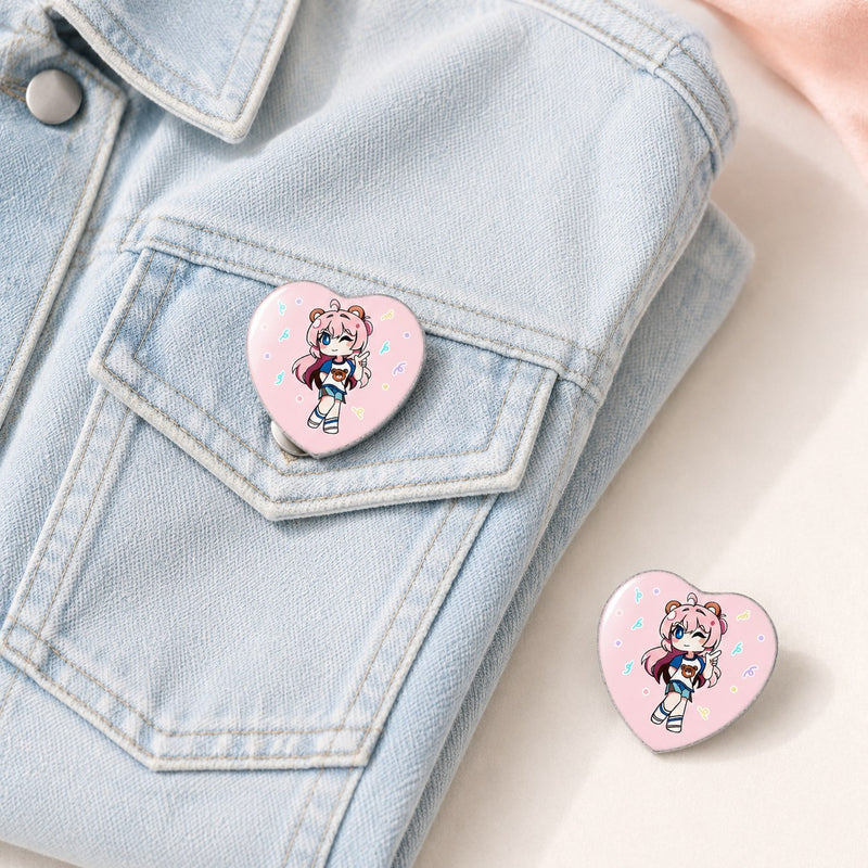 Custom Heart Shaped Button Pins
